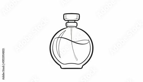Elegant Perfume Bottle Icon - Minimalist Line Art Illustration