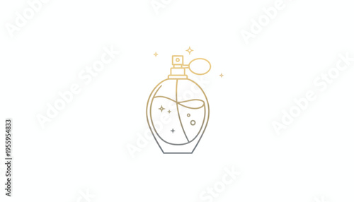 Elegant Perfume Bottle Icon with Sparkles and Bubbles - Luxury Fragrance Symbol