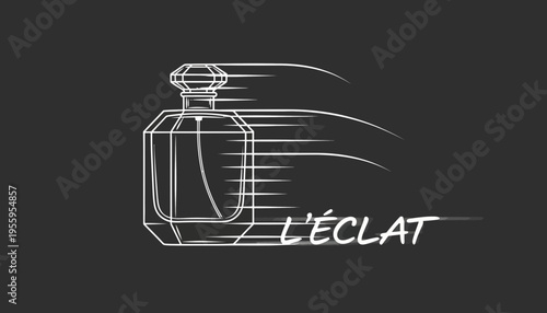 Elegant Perfume Bottle with Motion Blur Effect and French Text L'ÉCLAT