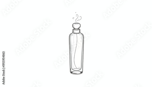 Elegant Perfume Bottle with Subtle Aroma Swirls - Minimalist Line Art