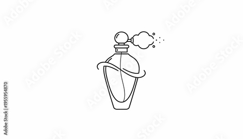 Elegant Perfume Bottle with Swirl and Scent Cloud - Minimalist Line Art Icon