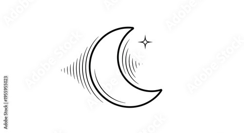 Crescent Moon and Star Icon: Night Sky, Sleep, Dream, and Serenity Symbol