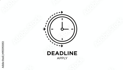 Deadline Clock Icon with Arrows and Text 'APPLY' - Time Management Concept