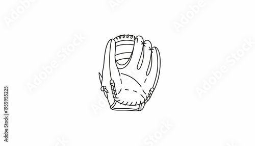 Baseball Glove Outline Icon - Simple Line Art Illustration