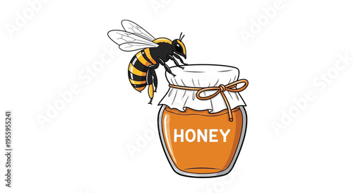Bee on Jar of Honey