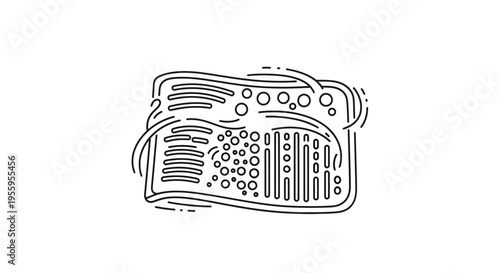 Abstract Line Art Illustration of a Synthesizer or Music Production Device
