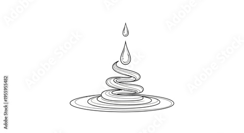 Abstract Swirl of Liquid Droplet Falling into Pool, Ink Splash, Fluid Dynamics Art