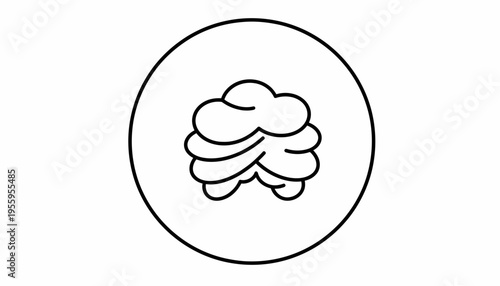 Abstract swirling cloud or smoke icon in a circle, minimalist line art symbol