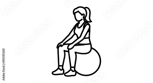 Woman Sitting on Fitness Ball, Exercise, Workout, Healthy Lifestyle