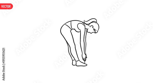 Woman Stretching Hamstrings, Forward Bend Exercise, Yoga Pose, Fitness Silhouette