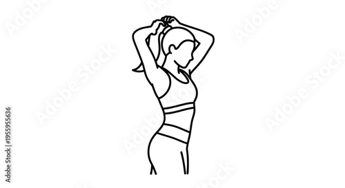 Woman tying ponytail, fitness, exercise, workout, healthy lifestyle, active woman