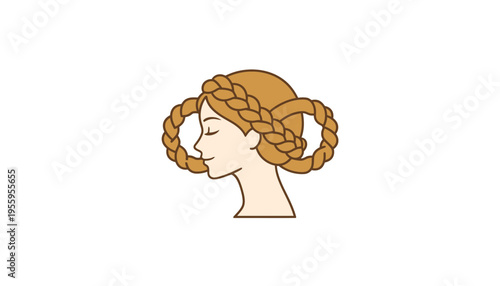 Woman with Elegant Braided Hairstyle, Profile View, Artistic Hair Design