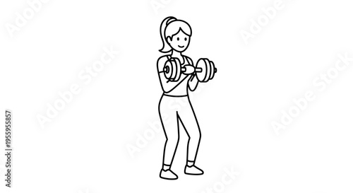 Woman doing bicep curls with dumbbells, fitness and healthy lifestyle concept