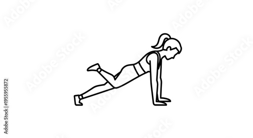 Woman Doing Donkey Kick Exercise in Plank Position