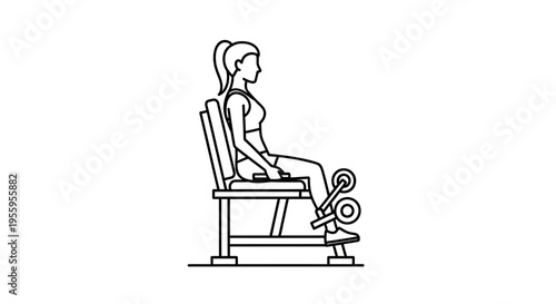 Woman doing leg extension exercise on machine in gym, fitness and workout