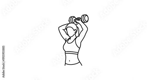 Woman doing overhead dumbbell triceps extension exercise, fitness and workout illustration