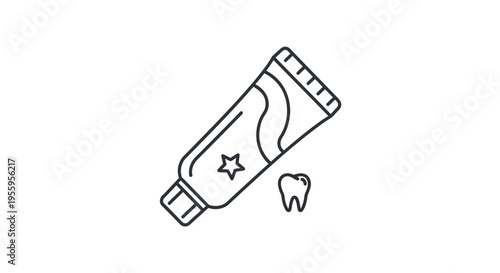 Toothpaste tube and tooth icon, dental hygiene, oral care, clean teeth, health, vector illustration