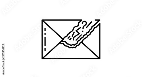 Torn Envelope with Question Marks and Exclamation Points - Email Communication Problem Icon