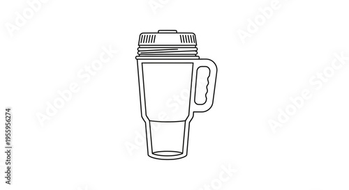 Travel Mug with Handle and Lid - Line Art Icon