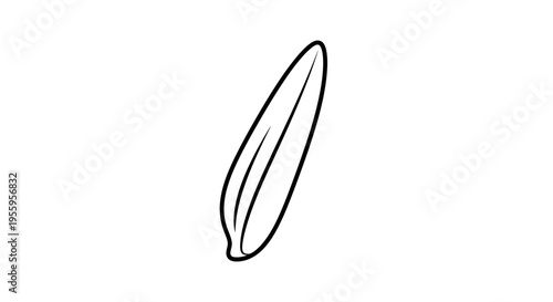 Simple Outline Drawing of a Single Olive Leaf on White Background