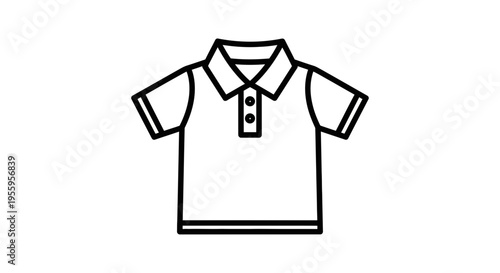 Simple Outline Icon of a Polo Shirt, Casual Wear, Vector Graphic