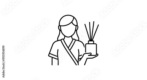 Spa Therapist Holding Aroma Diffuser with Reeds, Wellness and Relaxation Concept