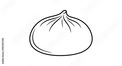 Simple Line Drawing of a Delicious Dumpling