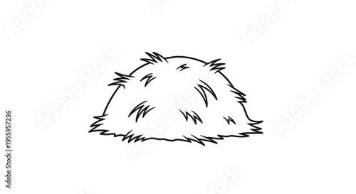 Simple Line Drawing of a Haystack, Farm Element, Rural Scene