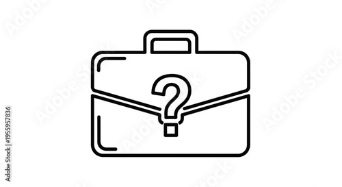 Question Mark on Briefcase Icon: Business Uncertainty, Unknown Opportunity, Career Choice Concept