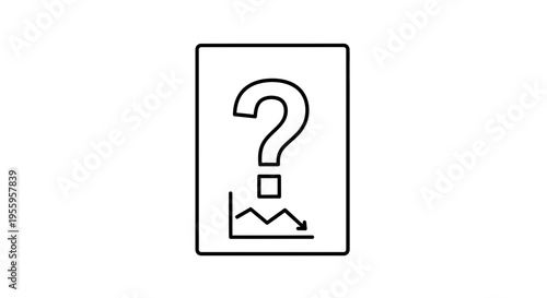 Question Mark Over Downward Trend Graph Icon, Business Uncertainty Concept
