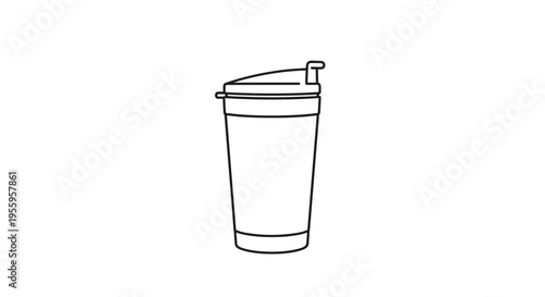 Reusable Coffee Cup Icon Line Art