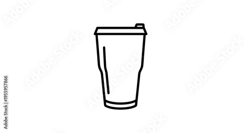 Reusable Tumbler Cup Icon, Vector Line Art, Minimalist Design for Beverages
