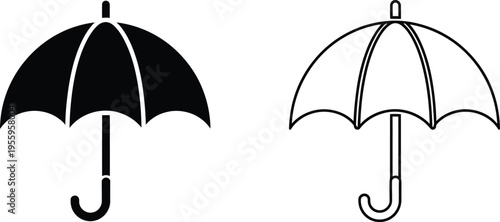 Black and white umbrellas Vector