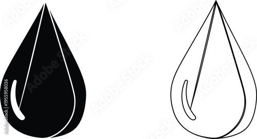 Black and white teardrop shapes Vector