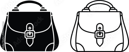 Black and white handbag illustration Vector