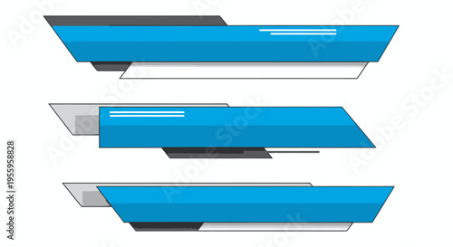 Abstract blue ribbons with layered geometric shapes forming a modern vector illustration.