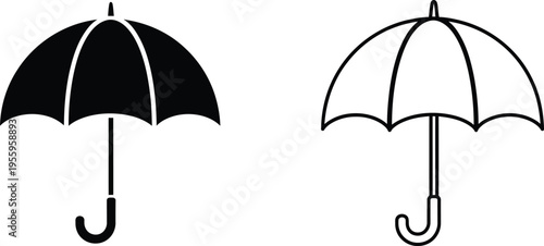 Black and white umbrella icons Vector