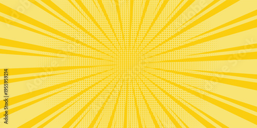 Circus background of spiral yellow orange rays vector illustration. Vintage radial pattern with sunbeams or starburst strip. Circus, carnival, summer fair or chapiteau backdrop.