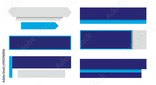 Abstract geometric blue and gray bar composition with layered shapes and horizontal blocks.