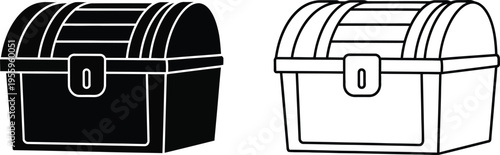 Black and white treasure chests Vector