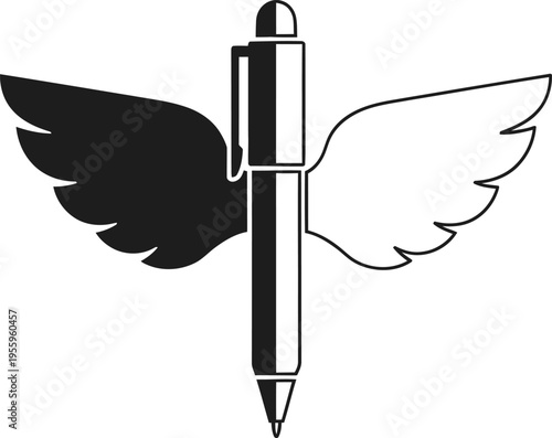 Winged pen creative writing symbol Vector