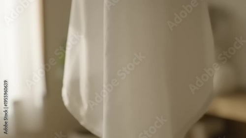 close up of a white curtain