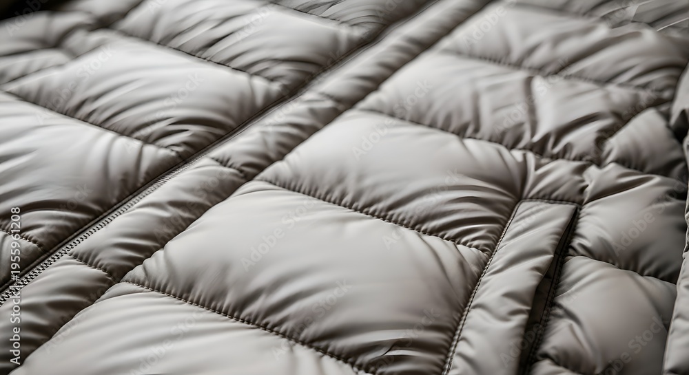 Obraz premium Close-up of Padded Winter Jacket Texture, Warm Clothing Detail, Cozy Apparel Background