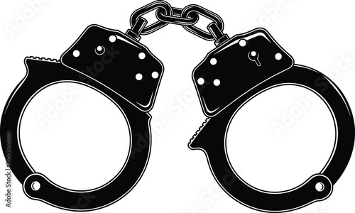 WebMetal handcuffs silhouette vector illustration for crime justice law enforcement police security prison punishment arrest and criminal investigation conceptual design