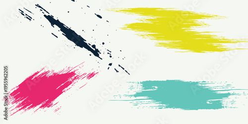 Brush strokes vector. yellow, blue, dark blue, backgrounds. Colorful set of text boxes. Paintbrush collection. Dirty brush texture banners. Rectangular painted objects.eps8