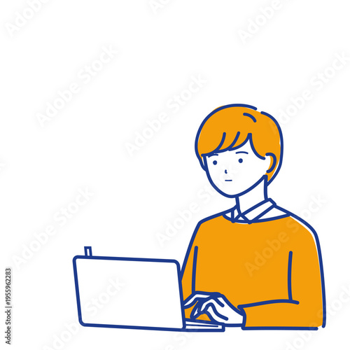 会議前にパソコンで準備する人（通常運転)（色違い）