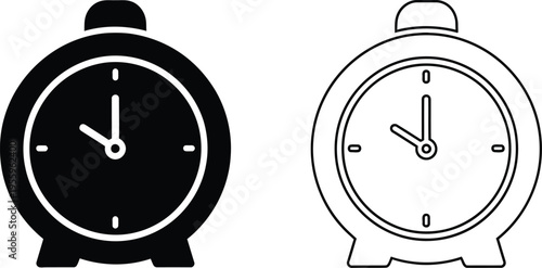 Black and white alarm clocks Vector