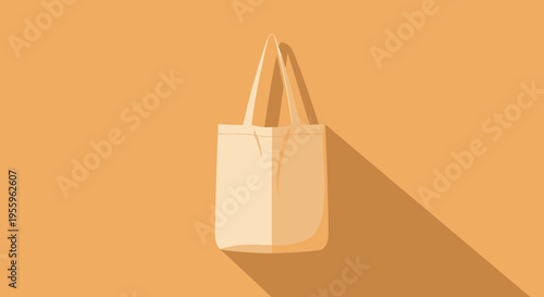 An illustration of a tote bag casting a shadow on an orange background