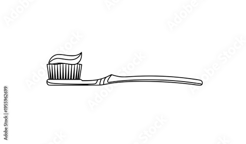 A minimalist vector illustration of a toothbrush with toothpaste