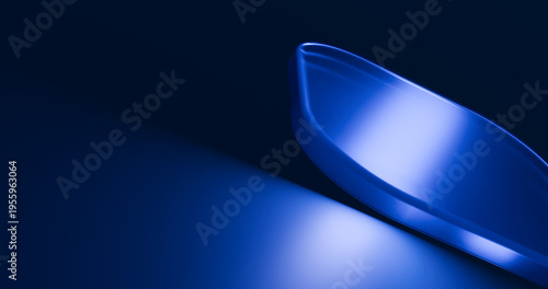 abstract 3d blue glass square on dark background